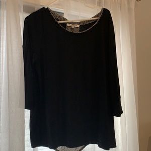 Black Rose + Olive black and beige blouse